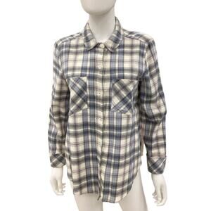 Holding Horses By Anthropologie Flannel Women’s Size M Button Down Sheer Peplum